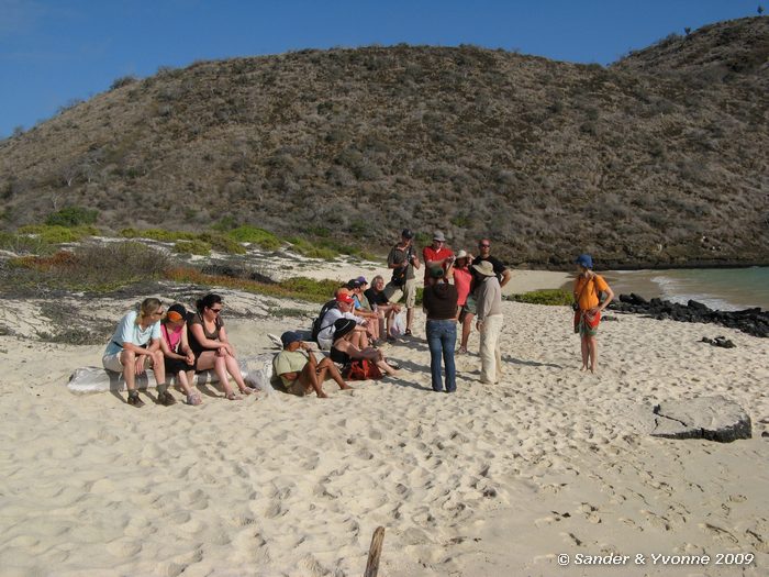 Op het strand op Cormorant point, Floreana eiland