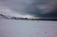 Sneeuwbui boven de Fróðárheiði
